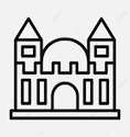 Czech castle line art icon.