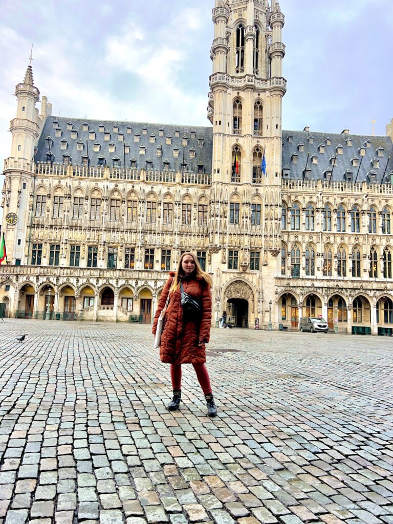 Enchanting view in Brussels, Belgium, with ornate medieval architecture and bustling activity, capturing the essence of Belgian heritage and culture; travel guide to Brussels