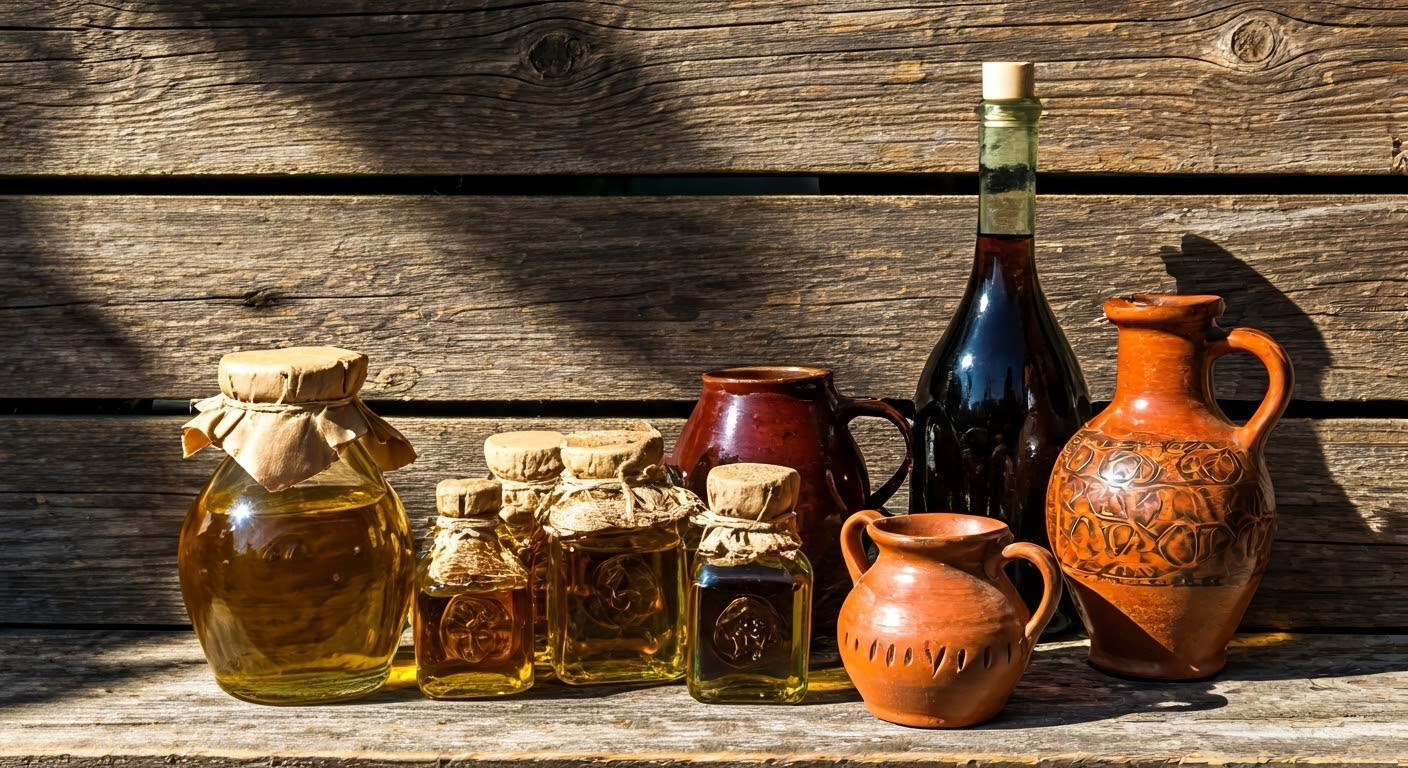 Colorful display of traditional Bulgarian souvenirs, including handwoven textiles, ornate pottery, rose oil products, wooden carvings, and decorative Martenitsa bracelets. This vibrant collection showcases Bulgaria’s rich cultural heritage and craftsmanship, perfect for travelers seeking authentic gifts and keepsakes; authentic Bulgarian souvenirs