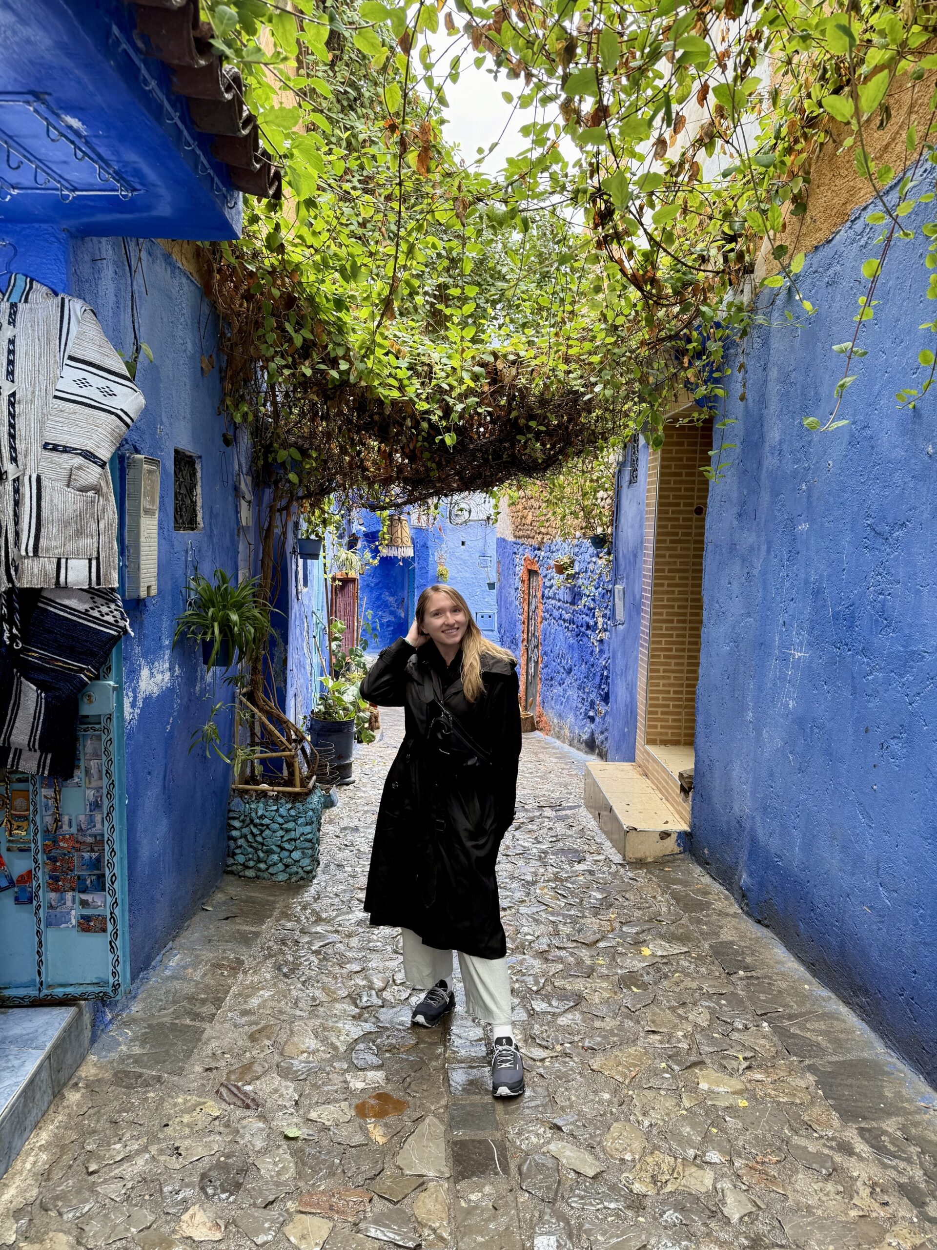 IMG_2627 Colorful streets of Chefchaouen Morocco, known as the Blue City, featuring iconic blue-washed buildings, traditional Moroccan architecture, and scenic Rif Mountain views — top travel destination in Northern Morocco for photography, culture, and authentic experiences; travel guide to Chefchaouen