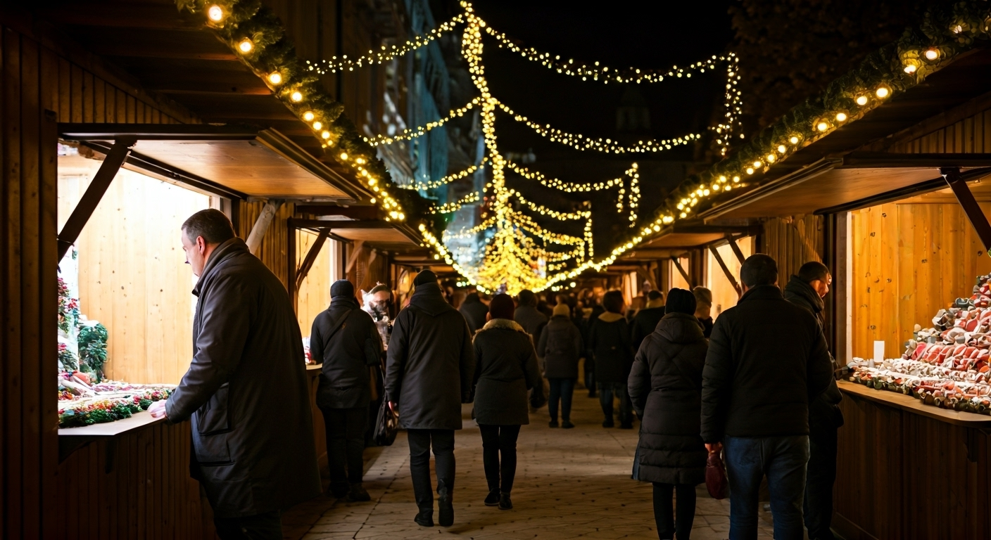 People at Philadelphia Christmas market; christmas markets in Philadelphia